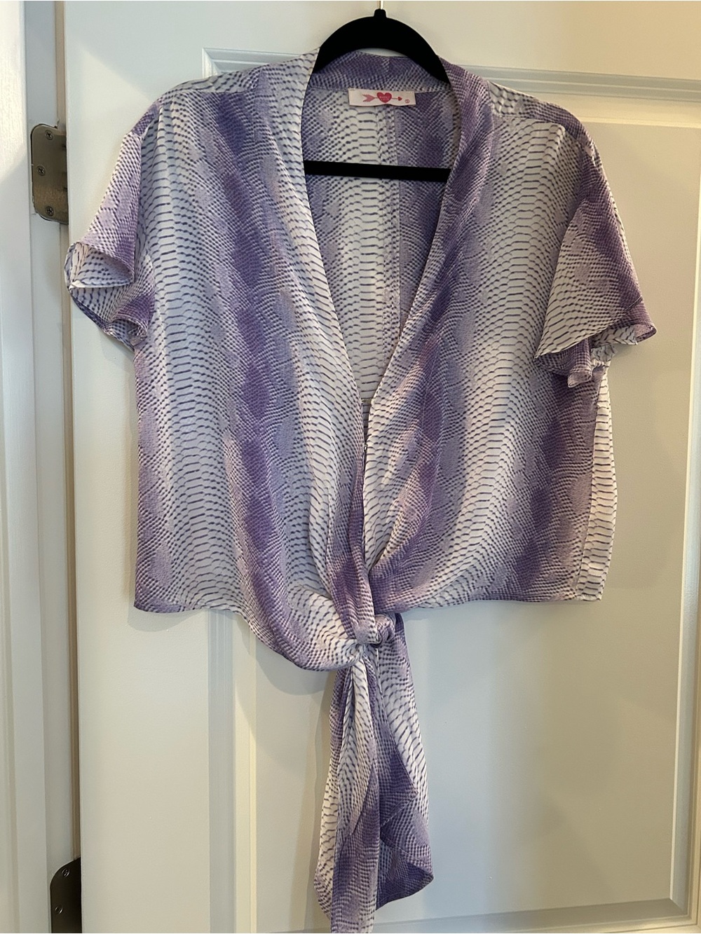 Buddy Love Lavender Patterned Tie Blouse